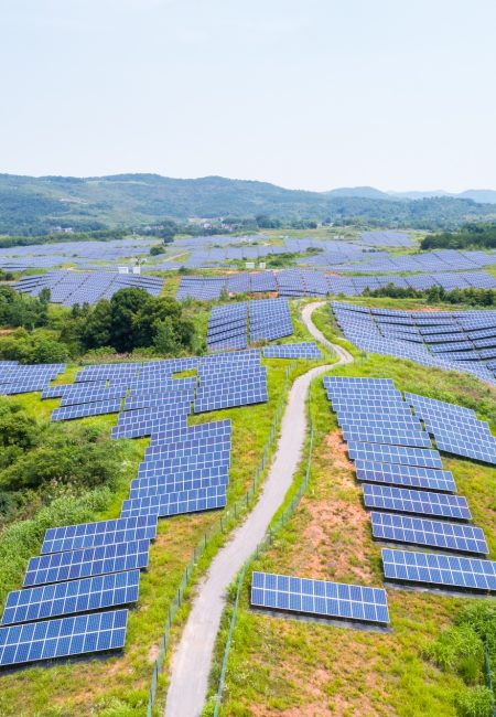 aerial view of hillside solar energy